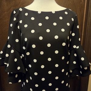 Ralph Lauren Black Dress with White Polka Dots NWT